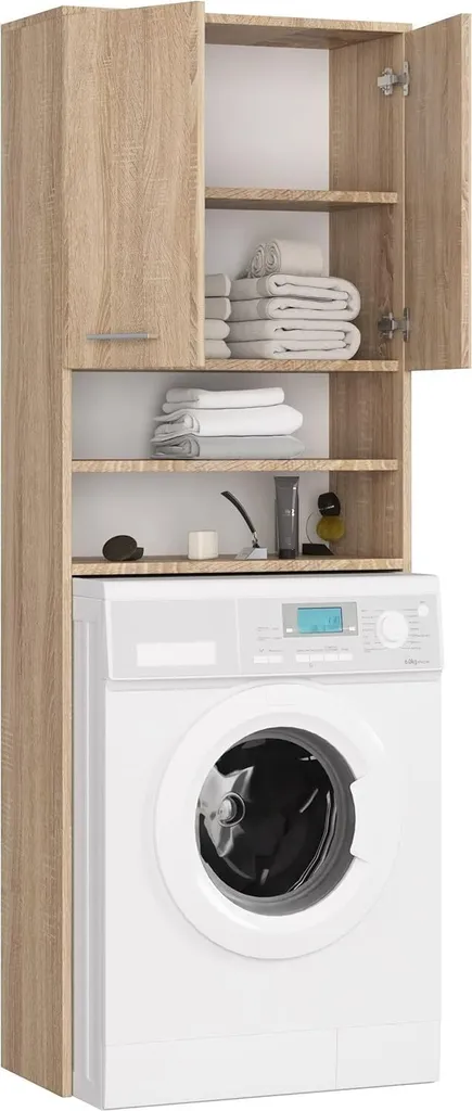 Mobile lavatrice BDW 180x64x30 cm, mobile alto per bagno, rovere Sonoma