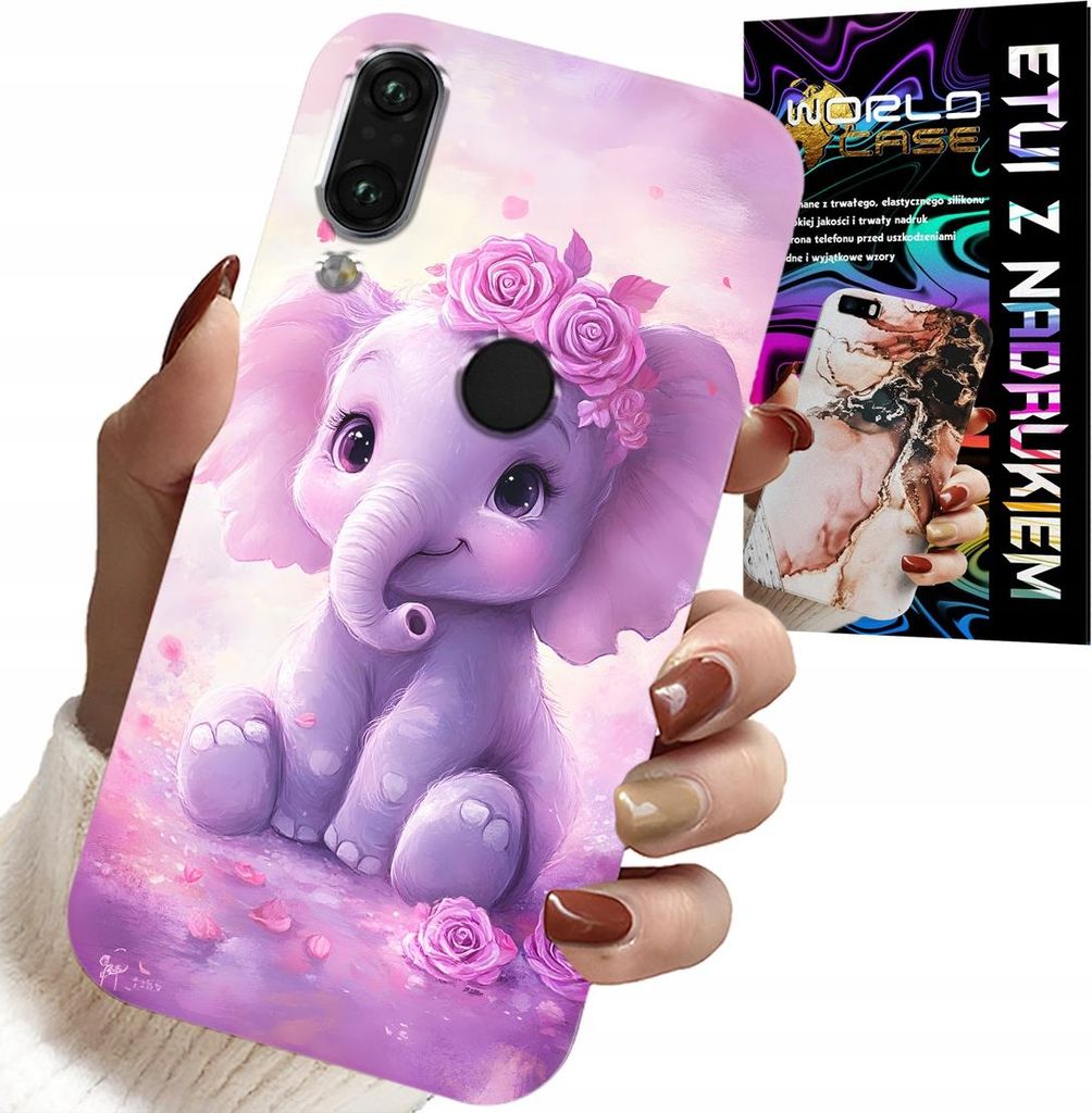 Fall Für Huawei Y7 2019 - Niedlichen Elefanten Auf Rosa Hintergrund Fall + Film