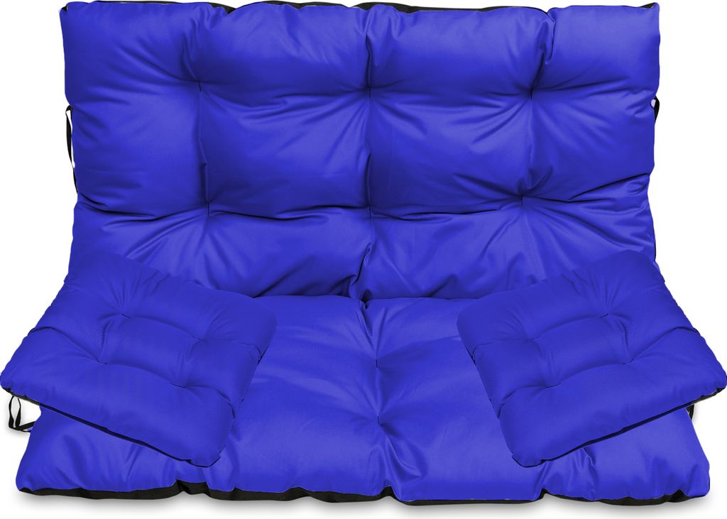 Sitzkissen Bankkissen Bankauflage - 140x50 cm und Rückenlehne 140x60 cm mit 2er 45x45 cm Stuhlkissen Set - Outdoor und Indoor - Blau
