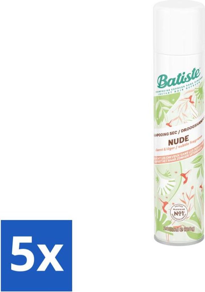 Batiste – Nude – Trockenshampoo – Frischer Look – Volumen und Textur – 200 ml - Vorteilspack - 5 Stücke