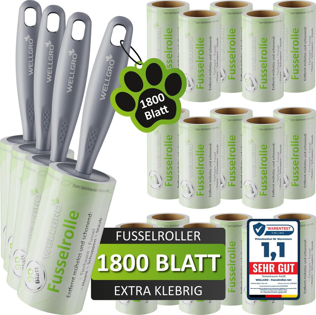 WELLGRO Fusselrolle Tierhaare 20 Rollen mit 1800 Blatt 4 Produktbild 