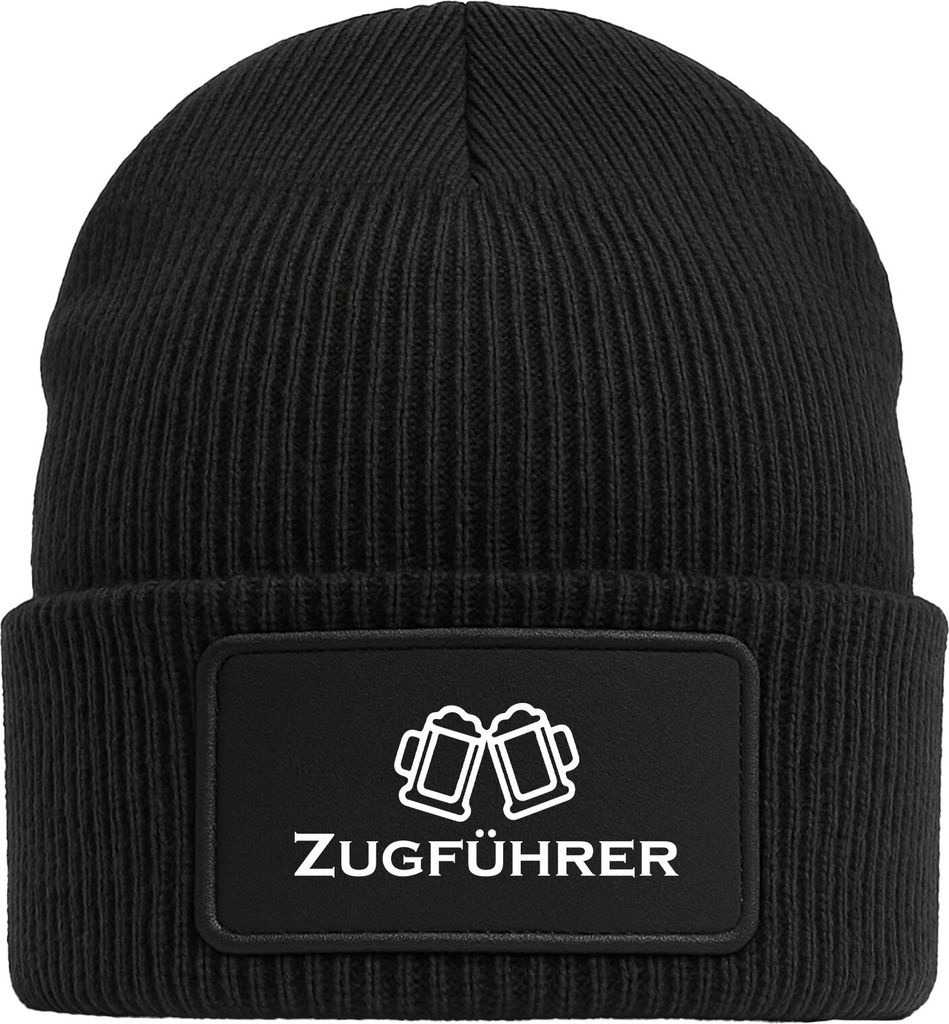 Huuraa Beanie Zugführer Schützenfest Black doppellagige Polyacryl Mütze mit Patch Geschenkidee