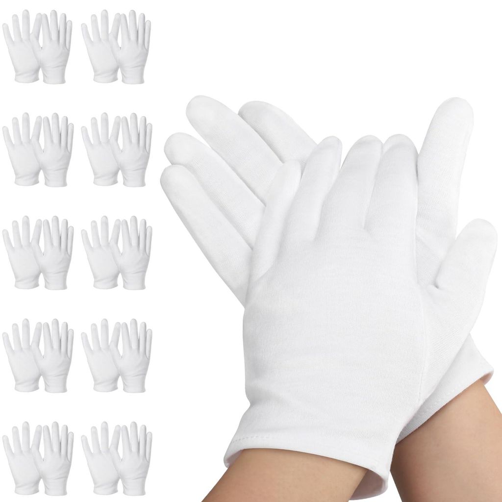 Baumwollhandschuhe – 20 Stück (10 Paar) weiße Arbeitshandschuhe – Größe S, 20 cm – weiße Baumwollhandschuhe – Handcreme – Arbeitshan...