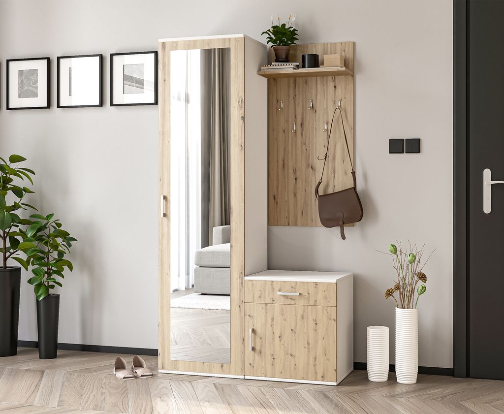 AX LIVING Garde-robe avec miroir Magnola - 100cm de large, Image du produit 