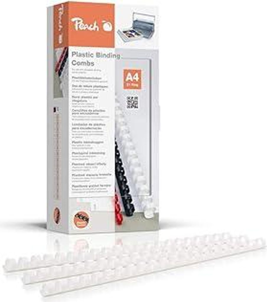 Peach Plastikbinderücken A4-12mm - 95 Blatt - 100 Stück - weiß - PB412-01