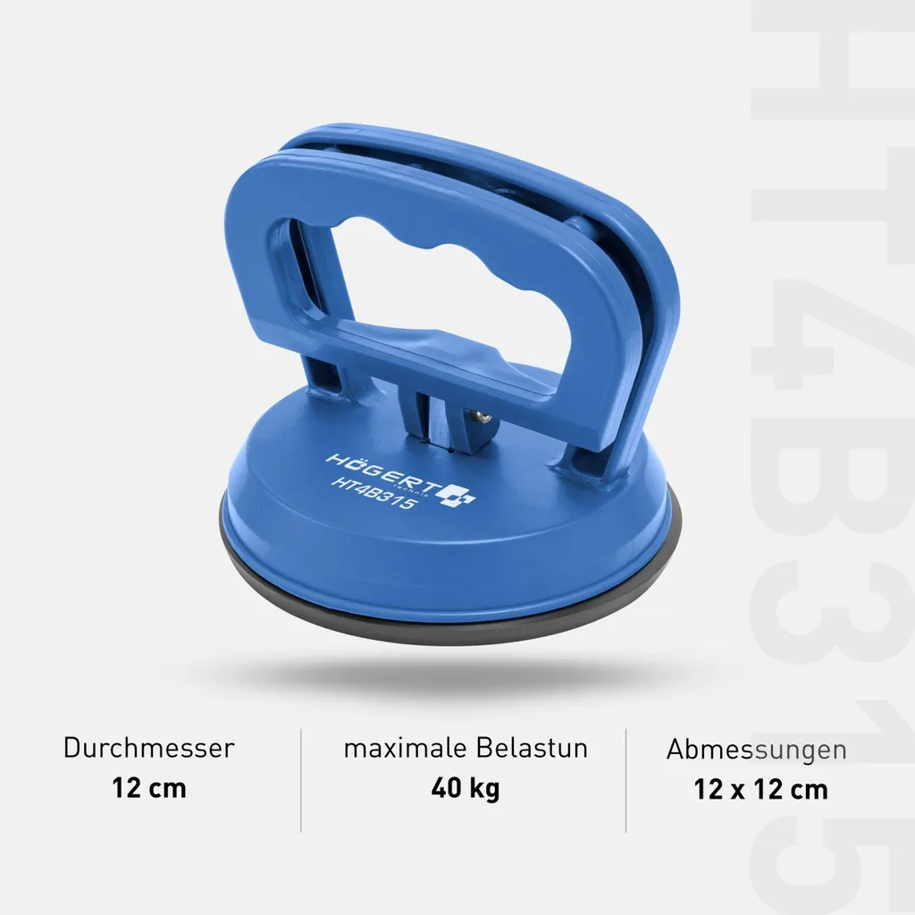 Ventouse Robuste HT4B315 Hogert Technik avec Ventouse Caoutchouc 40kg