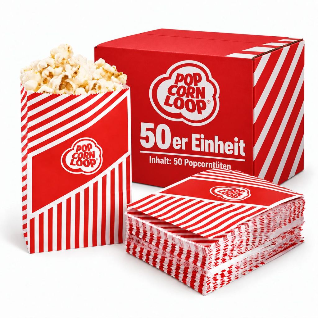 Popcornloop 50 er Popcorntüten Popcorn Box Tüten Candy Bar Produktbild 