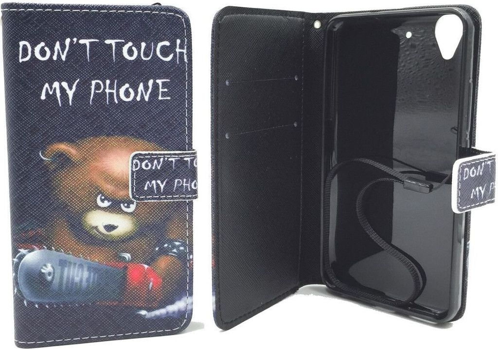 Handyhülle Tasche für Handy Wiko Pulp Schriftzug Bär mit Produktbild 