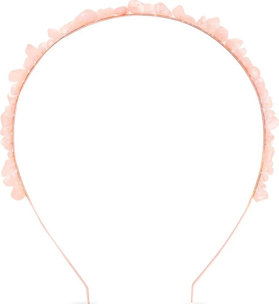 Crystallove Cerchietto Capelli Quarzo Rosa | Accessorio Sposa di Lusso