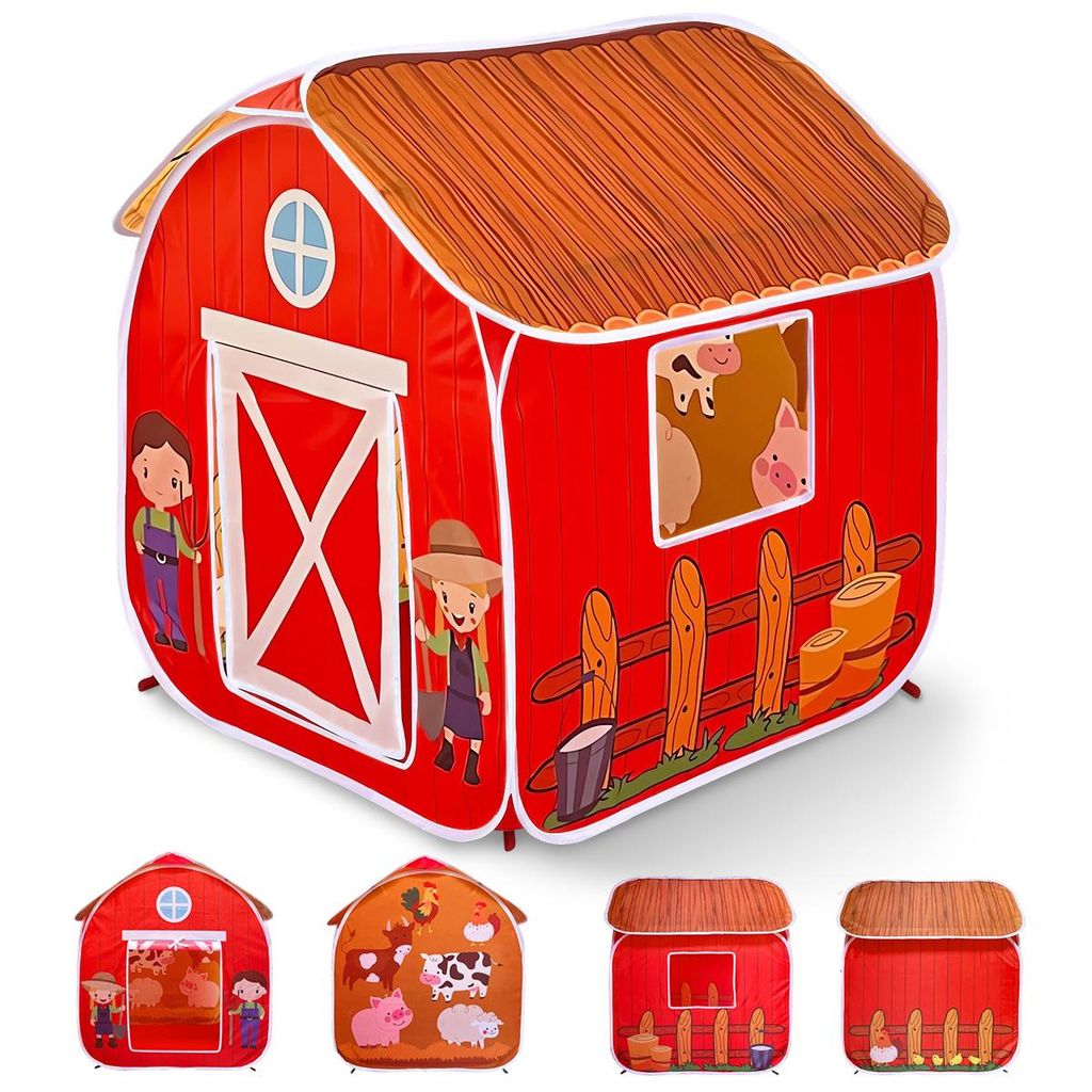 Bauernhof Spielzelt Kinder, 86x86x95 cm, tragbares Pop-up Zelt, Innen & Außen, Baby & Kinder Spielhaus, Kinderspielzelt, Outdoor Spielzelt