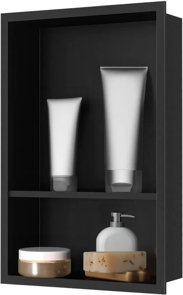Écran de douche fixe noir style verrière en inox sans carrelage requis