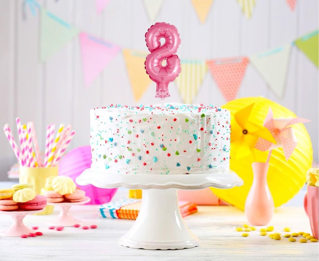 Décoration de gâteau Mini ballon en plastique rose chiffre Image du produit 