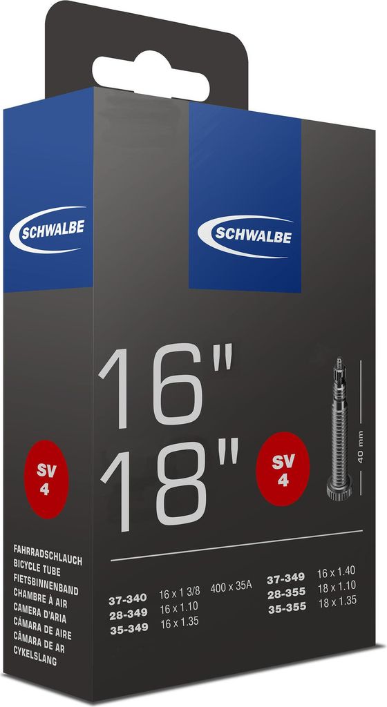 Cámara Schwalbe, válvula SV, tamaño 16/18x1 1/8-1 3/8", Imagen del producto 
