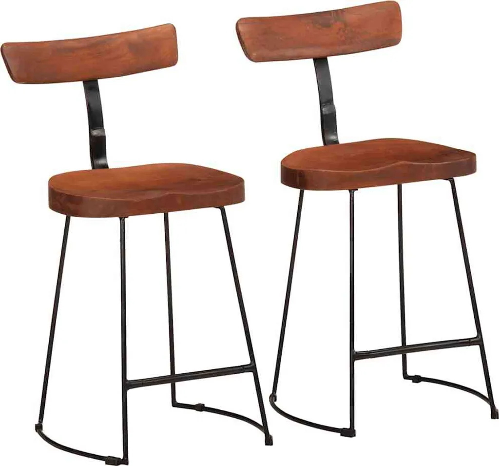 Sgabelli Alta Qualità 2 pz Legno Massiccio Mango 49x43x79 cm Eleganti