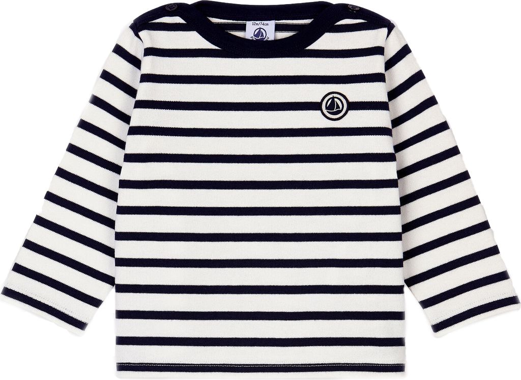 Petit Bateau Baby Langarmshirt Mariniere Streifen blau weiß Produktbild 