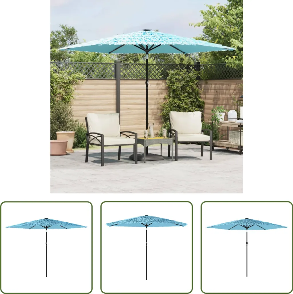 The Living Store Ombrellone con palo in acciaio Blu 288x288x225 cm