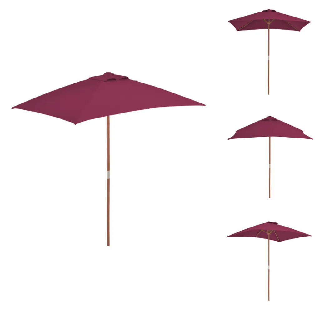 Ombrellone da Giardino Palo in Legno 150x200 Bordeaux vidaXL