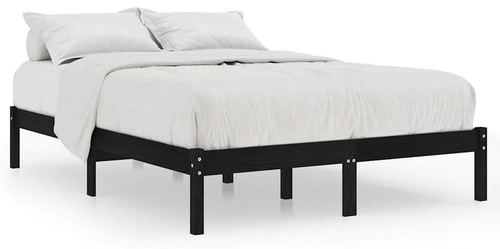 vidaXL Massief houten bed, zwart, grenen, 200x200 cm Productafbeelding 