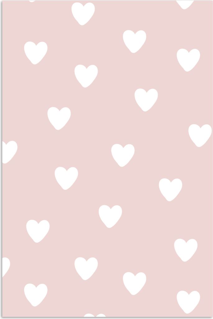 MuchoWow Poster Herz - Muster - Kinder - Rosa - Mädchen - Baby - Mädchen 60x90 cm - Wanddekoration