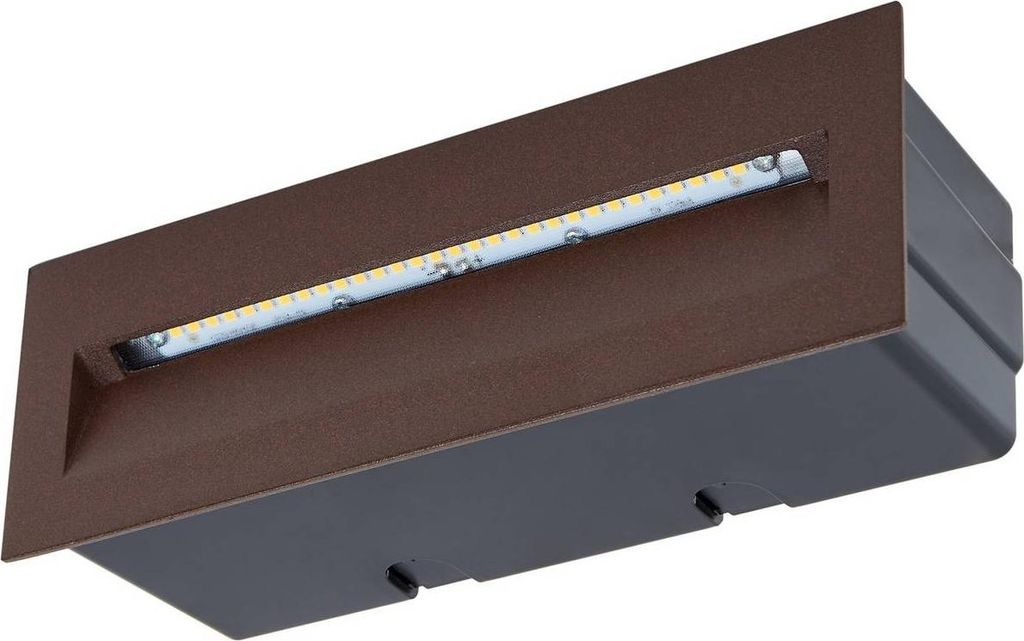 Lucande LED-Wandeinbauleuchte Loya, 23 x 8 cm, rost, IP54