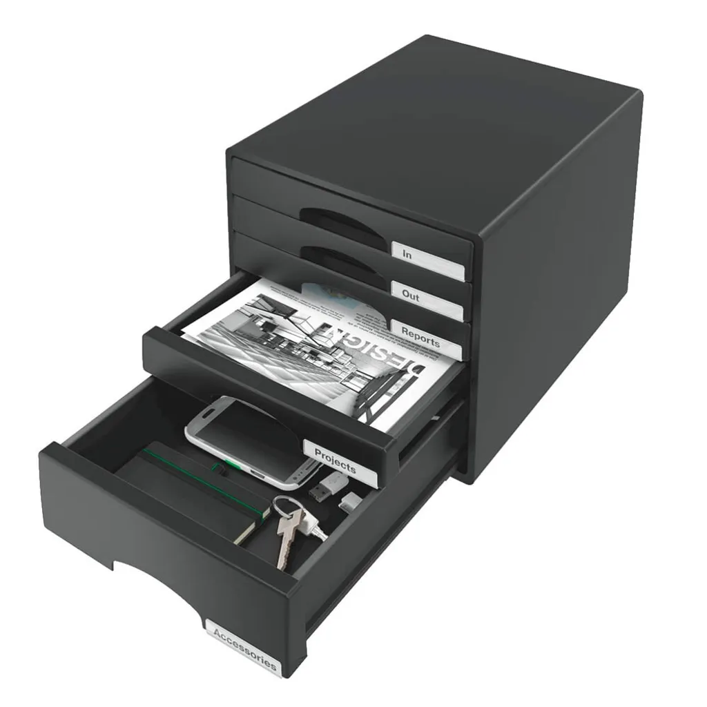 Leitz 52110095 Cassettiera Plus 5 Cassetti Nero | Stoccaggio Tech - 2
