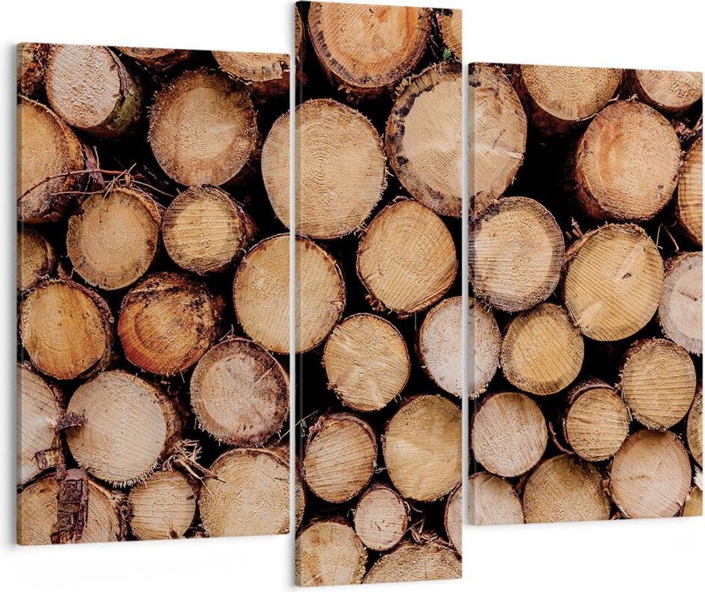 Bild auf Leinwand - Leinwandbild - 3 Teile - Holz Baumstämme Stämme - 95x80cm - Wand Bild - Wanddeko - Wandbilder - Leinwanddruck - Bilder - Wand...