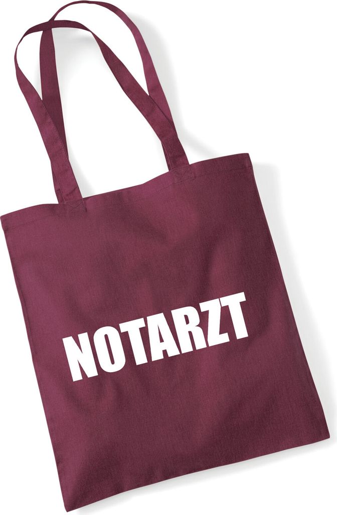 Huuraa Jutebeutel Notarzt Schriftzug 10 Liter Burgundy Baumwolle Tasche Geschenkidee