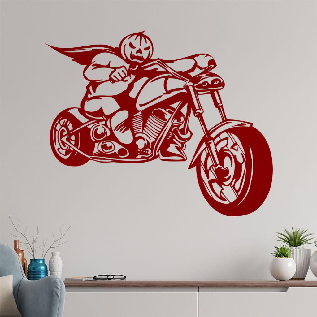 Halloween Biker Wandtattoo in 6 Größen - Wandaufkleber Wall Sticker - Dekoration, Küche, Wohnzimmer, Schlafzimmer, Badezimmer
