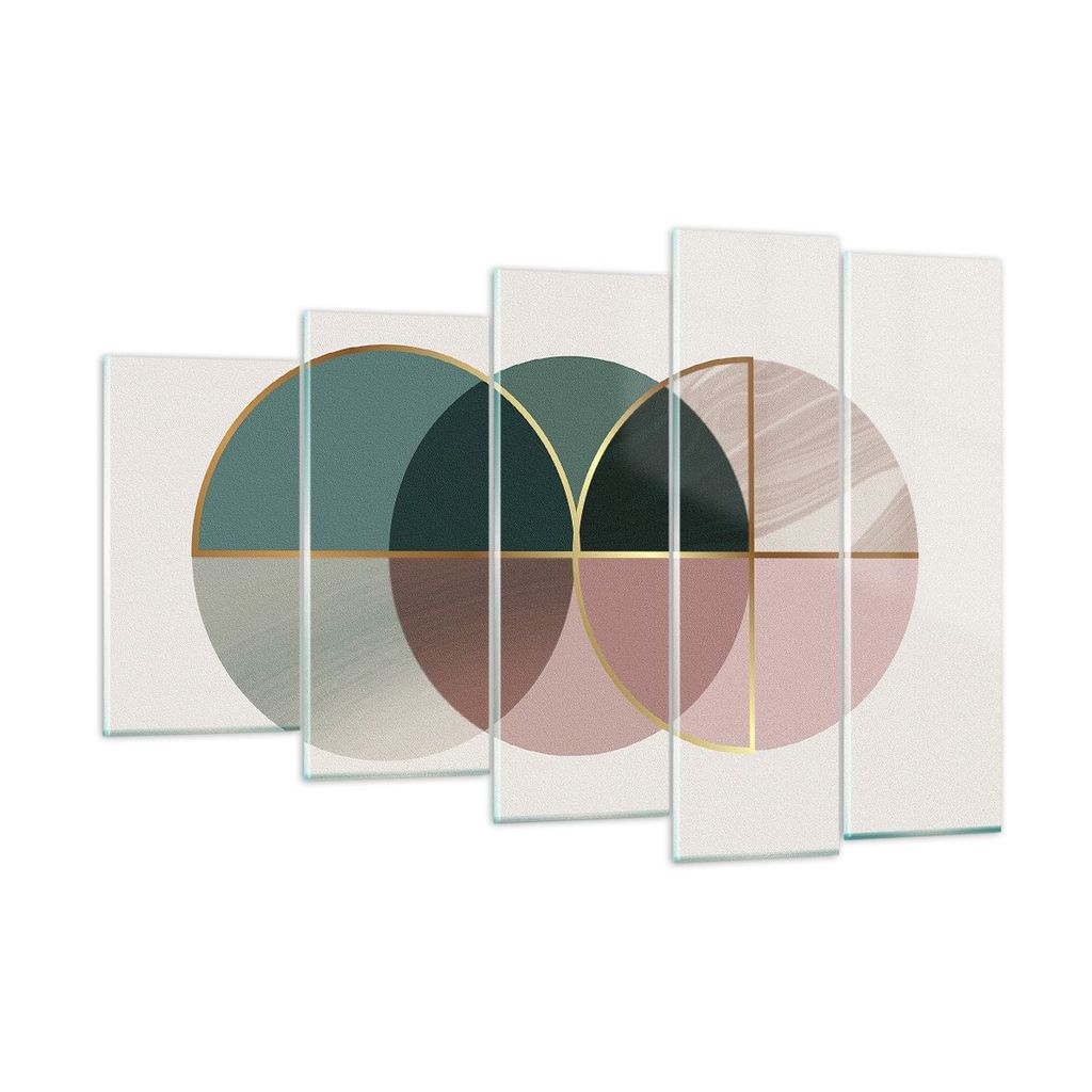 Bilder auf glas - 5 Teile - Abstraktion Räder Minimalismus - 150x100cm - Glasbilder - Wandbilder - Bilder - Wanddekoration aus Glas - Glas Bilder ...