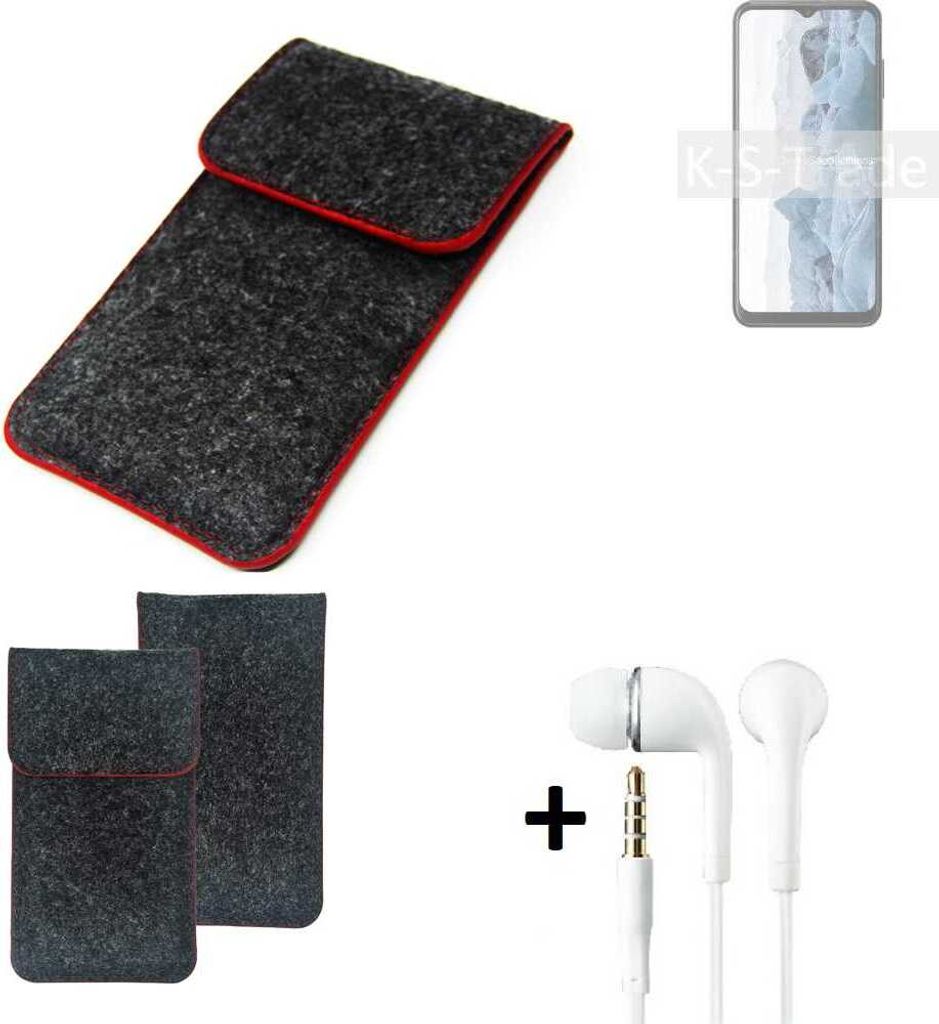 K-S-Trade Handy Schutz Hülle kompatibel mit Nokia G60 5G Schutzhülle Handyhülle Filztasche Pouch Tasche Case Sleeve Filzhülle dunkelgrau roter