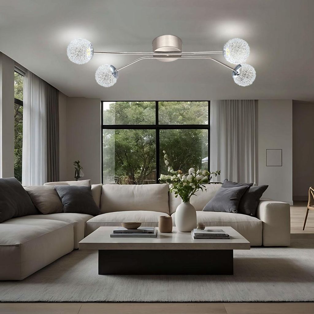 24 Watt LED Decken Luxus Lampe Nickel-matt Alu Kugeln Leuchte EGLO 13676