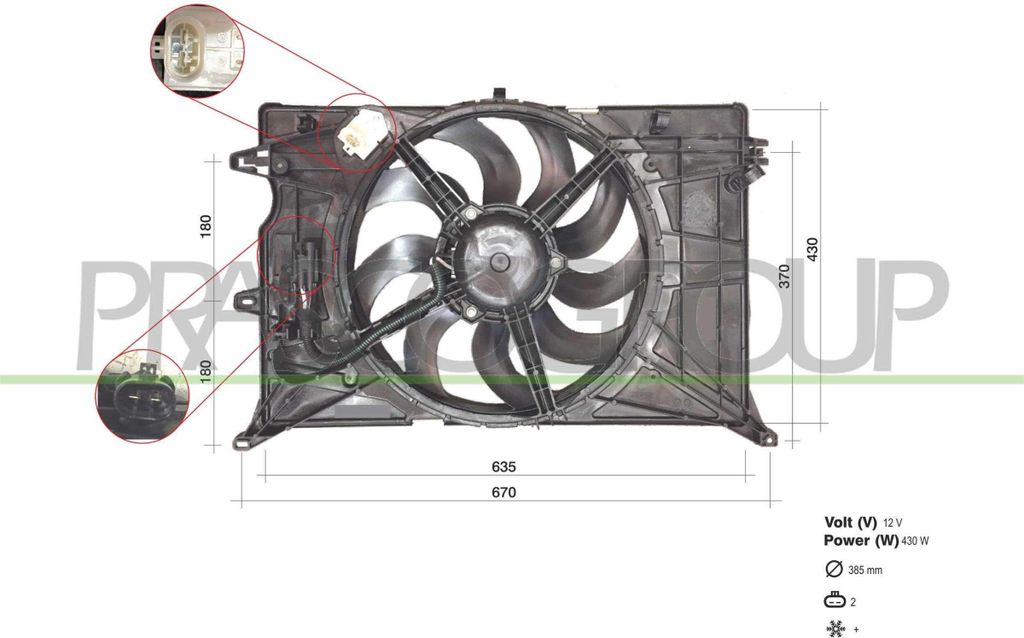 PRASCO FT060F001 Lüfter Motorkühlung Kühlerlüfter für FIAT 500X (334) Wasserkühler