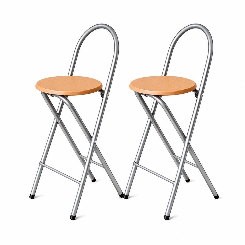 KMH® Sgabello Bill Set 2, pieghevole, schienale & pedana – Immagine del prodotto 