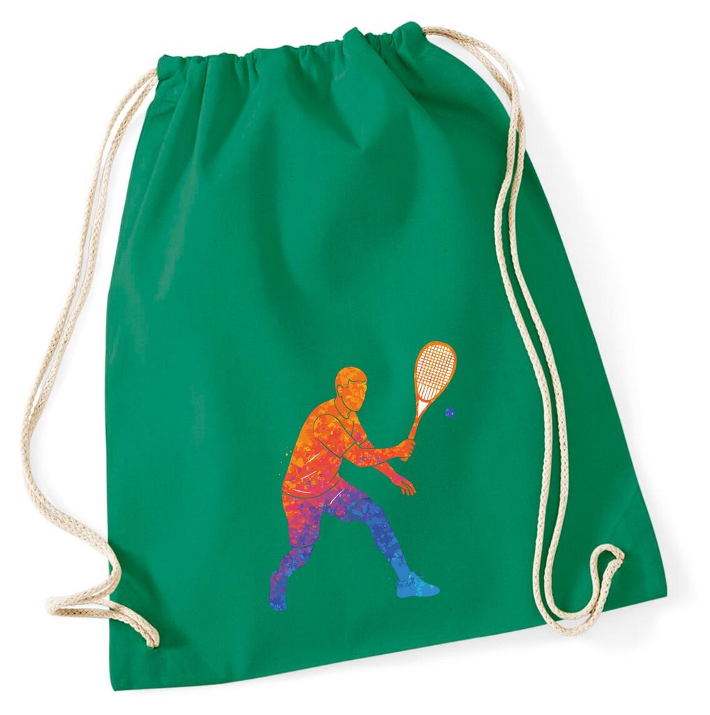 Huuraa Turnbeutel Squash bunte Silhouette 12 Liter Kelly Green Baumwolle Rucksack Geschenkidee