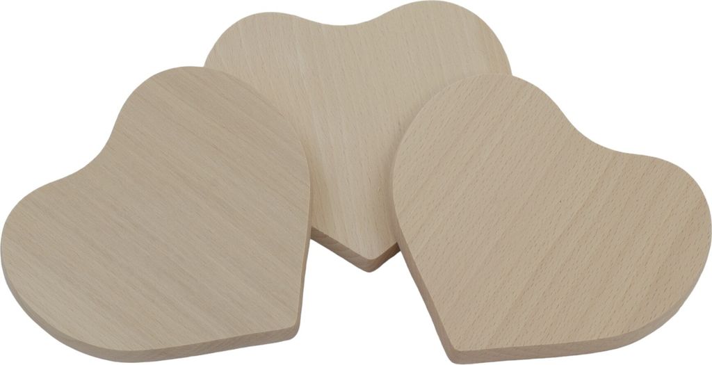 SET Herzförmiges Holzbrett | 3 Stück | Tassenuntersetzer zum Valentinstag