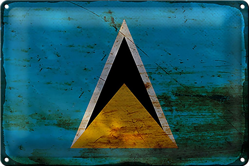 Blechschild Flagge Saint Lucia 30x20cm Saint Lucia Rost