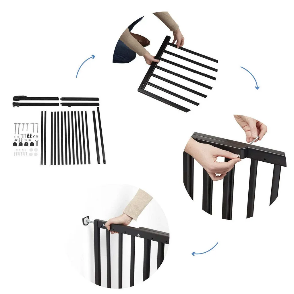 Barrière de Sécurité Enfant Extensible Noire Fixation Pression et Vis - 17