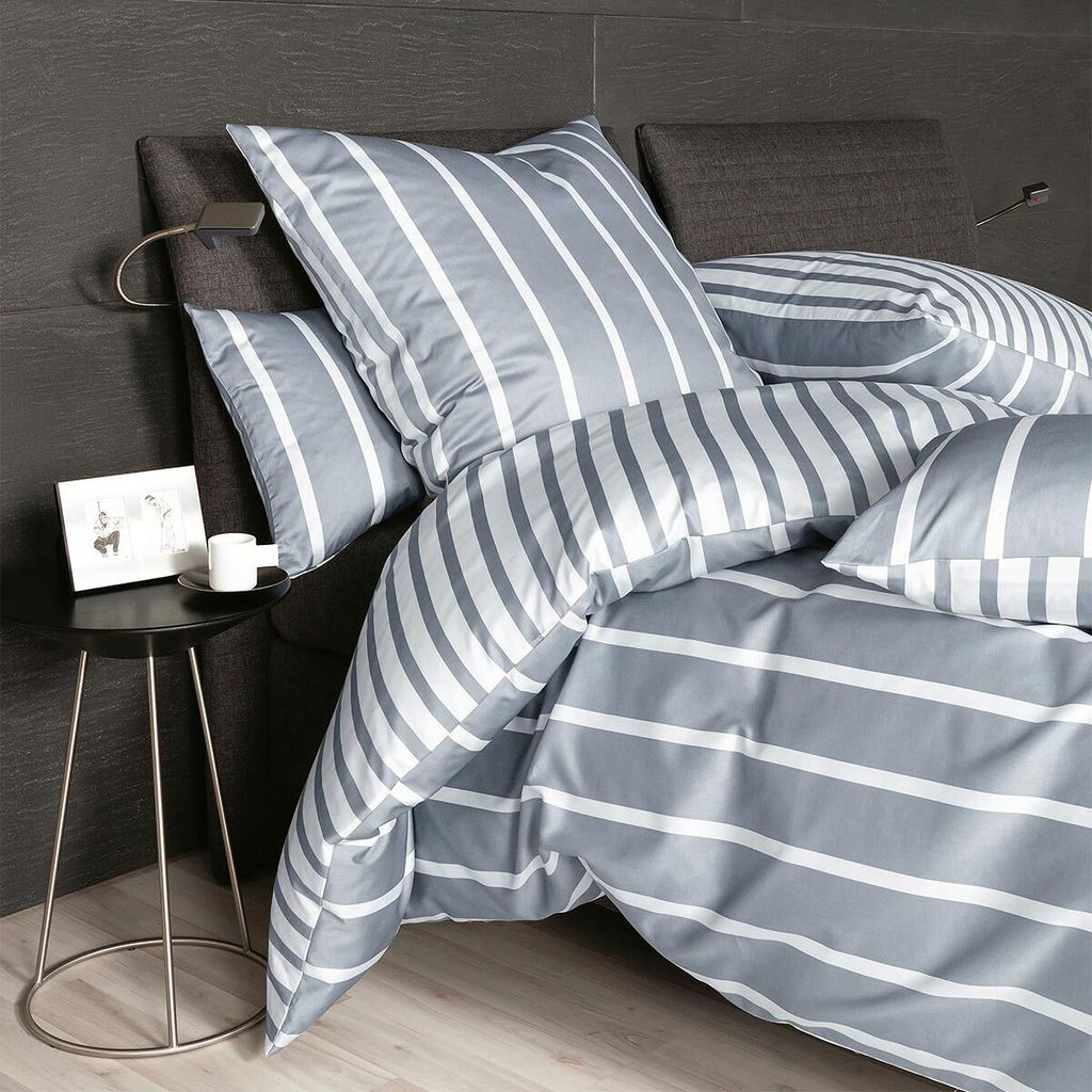 Janine Mako-Satin Bettwäsche modern classic Bettbezug einzeln 140x200 cm platin