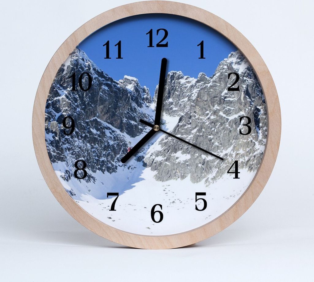 Holzuhr 30fi cm wanduhr - Berg Winterlandschaft