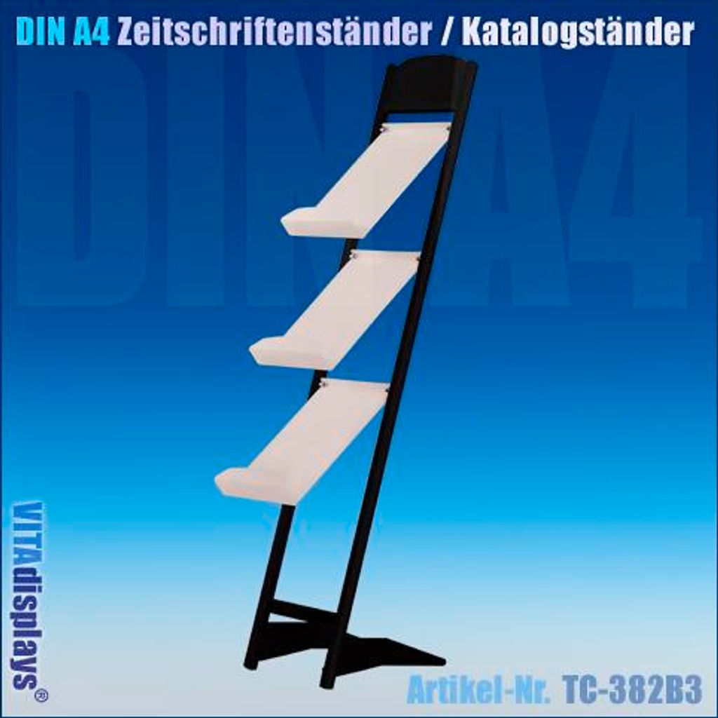 DIN A4 Zeitschriftenständer / Katalogständer (3 Fächer) schwarz