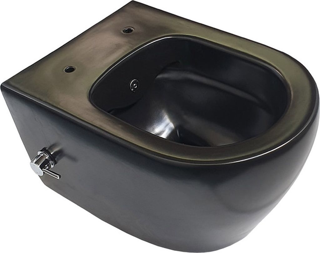 Hänge WC Spülrandlos Taharet/Bidet/Dusch-WC Kalt/-Warmwasserarmatur Schwarz
