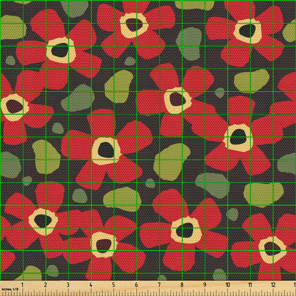 ABAKUHAUS skandinavisch Gewebe als Meterware, Ornamental Blühende Blumen mit Paint Marks kommen des Frühlings-Design, 2 M (148 x 200 cm), Mehrfarbig
