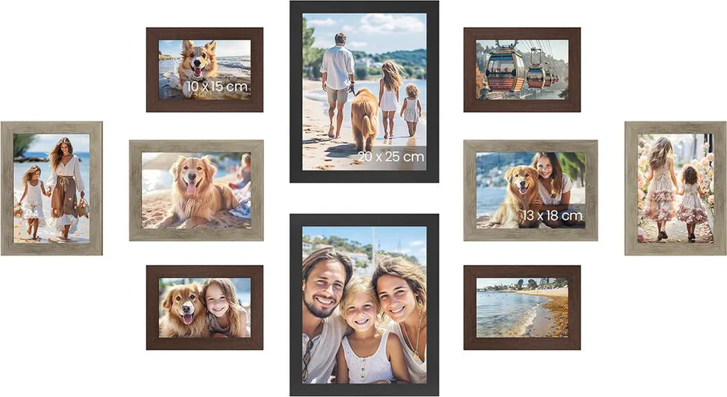 Set de 10 cadres photo robustes pour harmoniser votre décoration intérieure