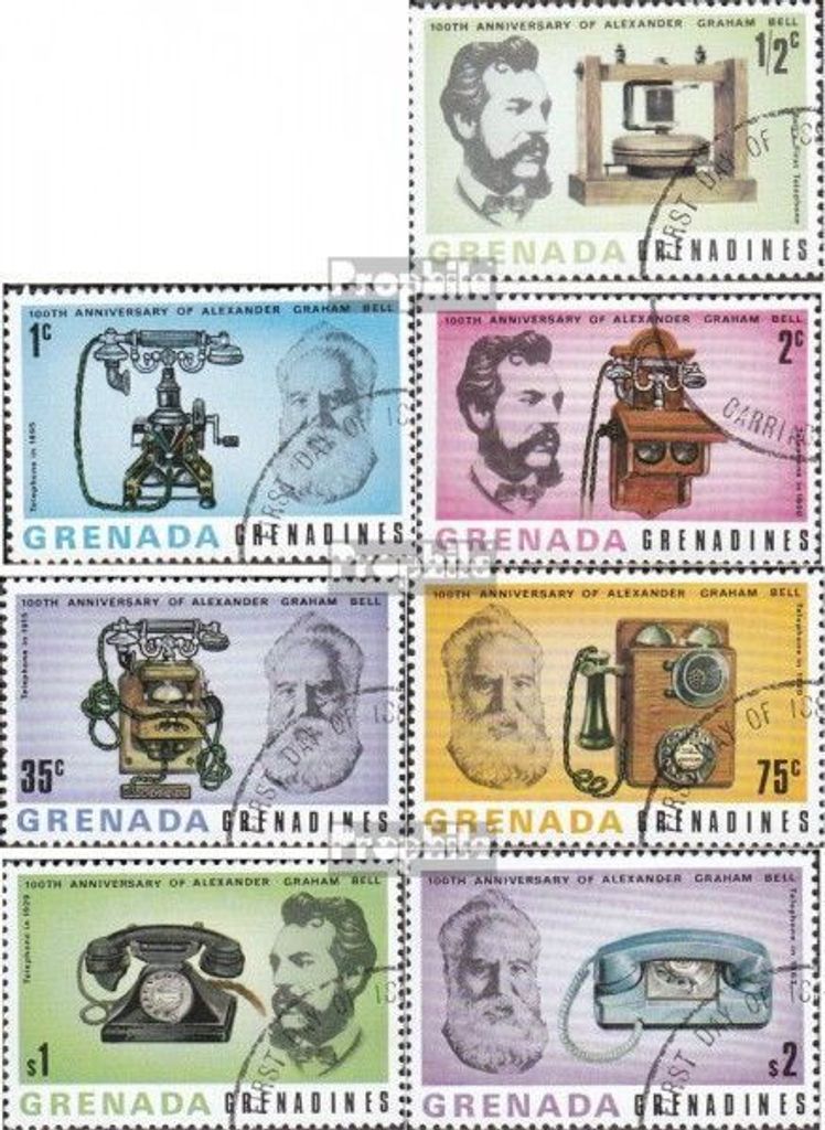 Briefmarken Grenada-Grenadinen 1977 Mi 209-215 (kompl.Ausg.) gestempelt 100 Jahre Telefon