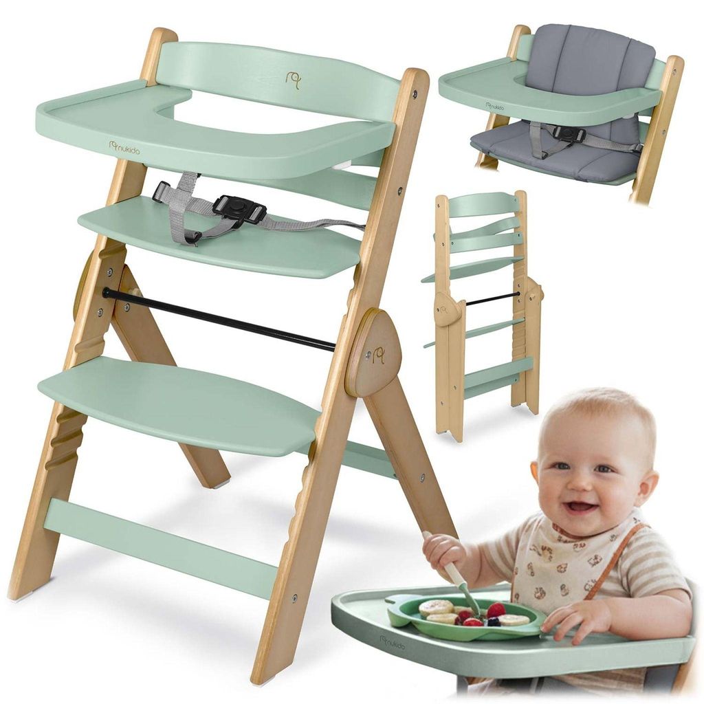 Hochstuhl aus Holz für Kinder, verstellbar, abnehmbares Produktbild 