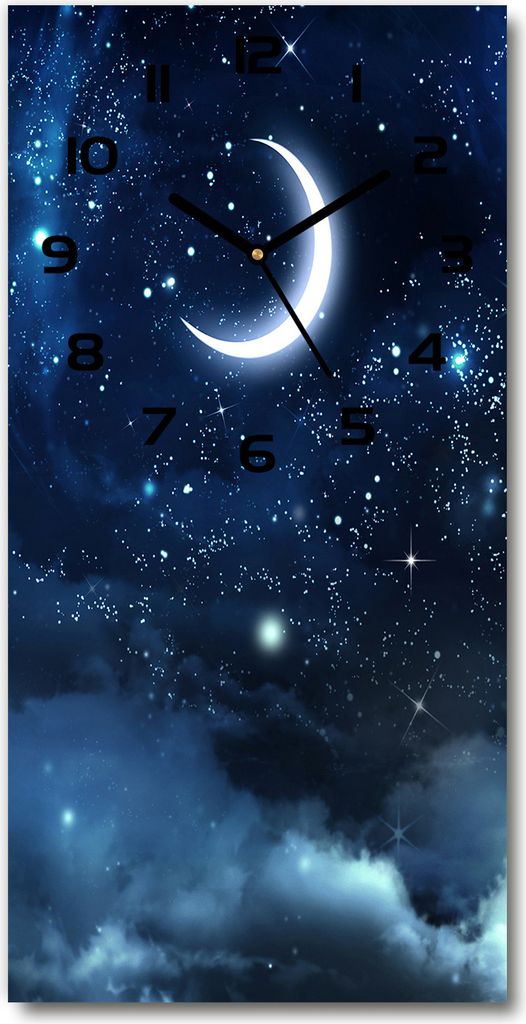 Wanduhr aus Glas – 30x60 cm - Glasbild - Glasuhr - Gehärtetes Glas -Sternenhimmel