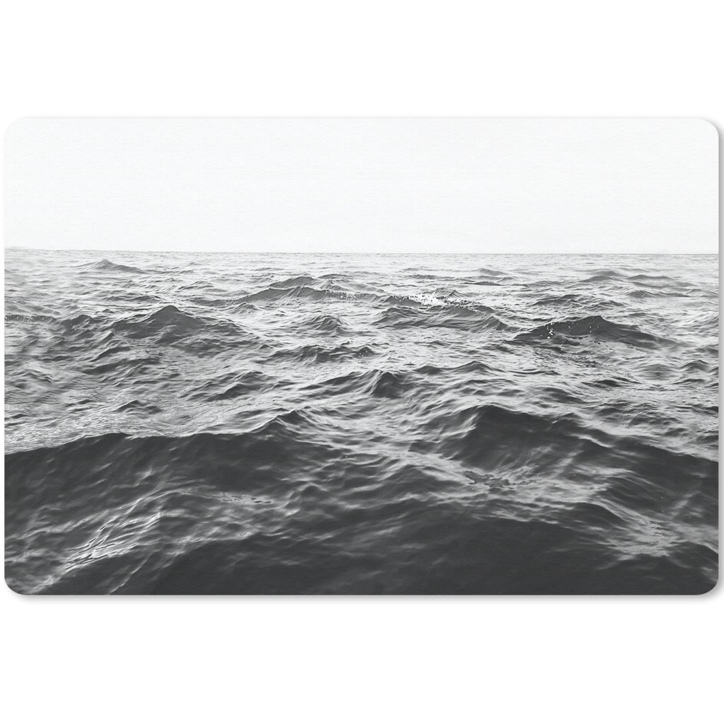 MuchoWow Schreibtischunterlage Meer - Wasser - Natur - Schwarz und weiß 60x40 cm - XXL Mauspad - Großes Mauspad