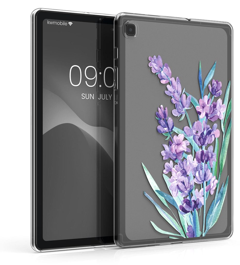 kwmobile Schutzhülle kompatibel mit Samsung Galaxy Tab S6 Lite (2024/2022/2020) - Hülle Silikon - Tablet Cover Case - Lavendel Violett Türkis