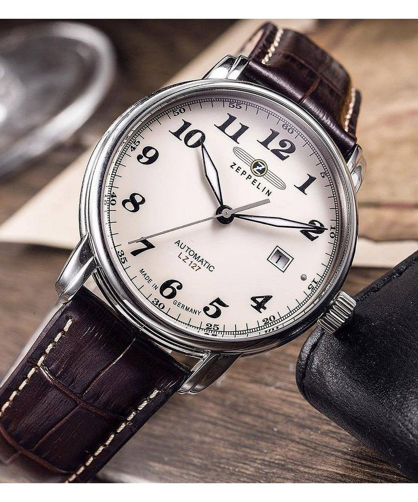 ZEPPELIN 7656-5 Uhr Herrenuhr Lederarmband Datum schwarz Produktbild 