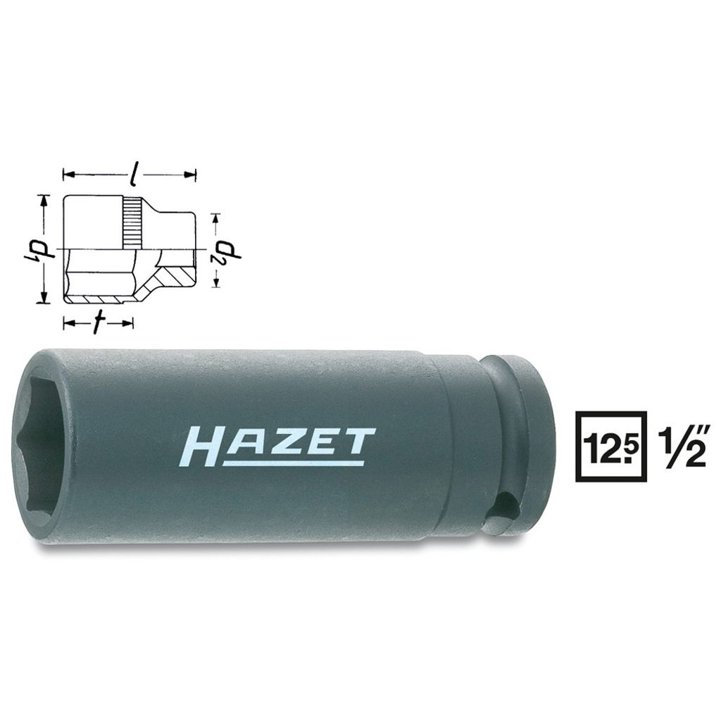Hazet Schlag-Maschinenschrauber Steckschlüsseleinsatz 900SLG-18, 1/2 (12,5 mm) Vierkant hohl, Außen Sechskant-Tractionsprofil, SW 18 mm